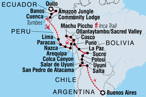 Explore South America - Tour Map