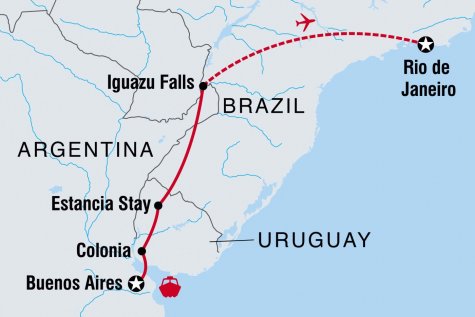 Best of Argentina, Uruguay & Brazil - Tour Map