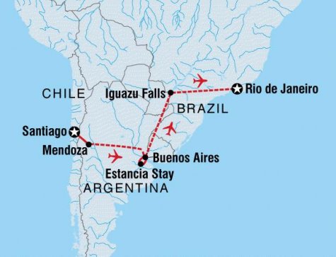 Chile, Argentina & Brazil - Tour Map