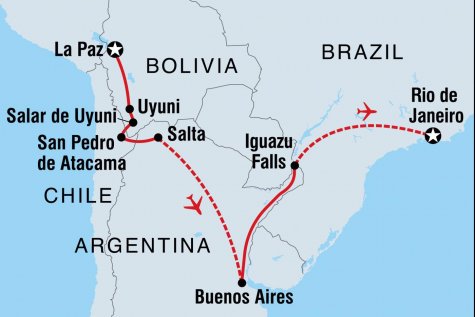 Epic Bolivia to Brazil - Tour Map