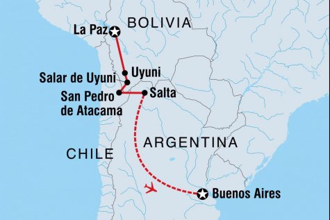 Real Bolivia & Argentina - Tour Map