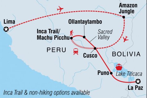 Real Peru to Bolivia - Tour Map