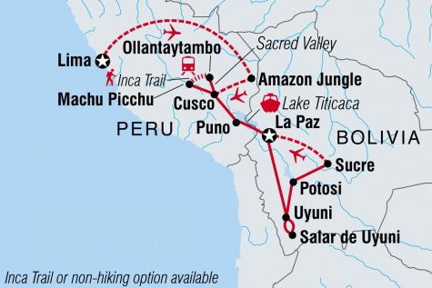 Explore Peru & Bolivia - Tour Map