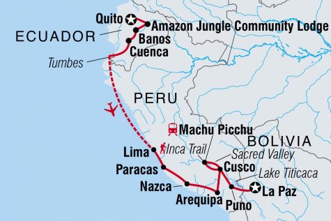 Highlights of Ecuador & Peru - Tour Map