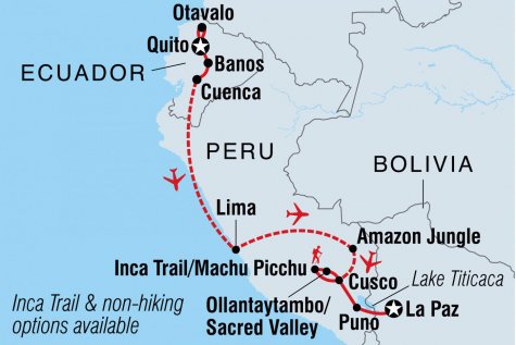 Epic Ecuador, Peru & Bolivia - Tour Map