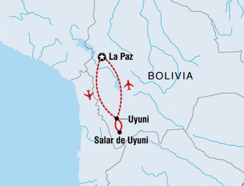 Bolivian Salt Flats - Tour Map