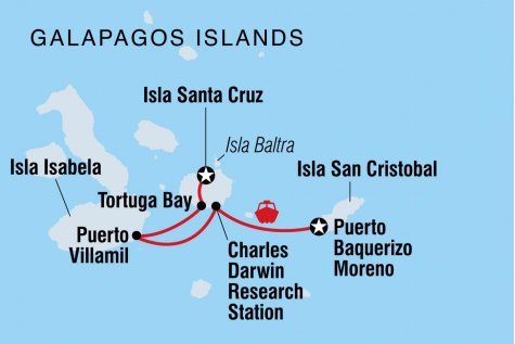 One Week in the Galapagos Islands - Tour Map