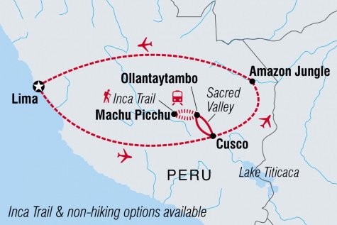 Inca Trail & Amazon - Tour Map