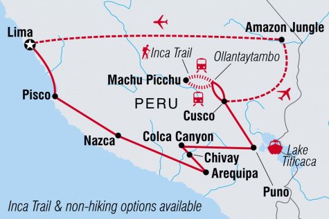 Peru Encompassed - Tour Map