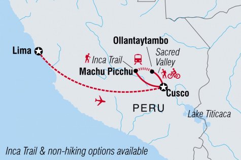 Peru: Bike, climb & hike - Tour Map