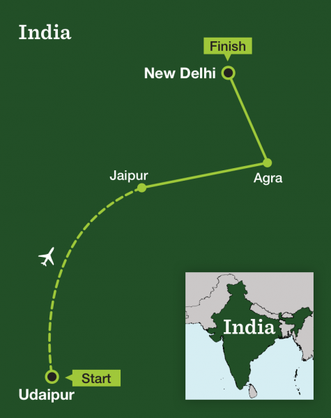 Amber Fort & Taj Mahal Extension - Tour Map