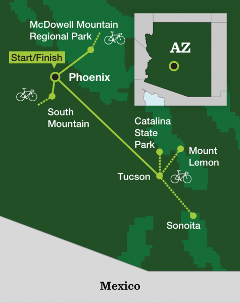 Arizona Sonoran Desert Cycling - Tour Map