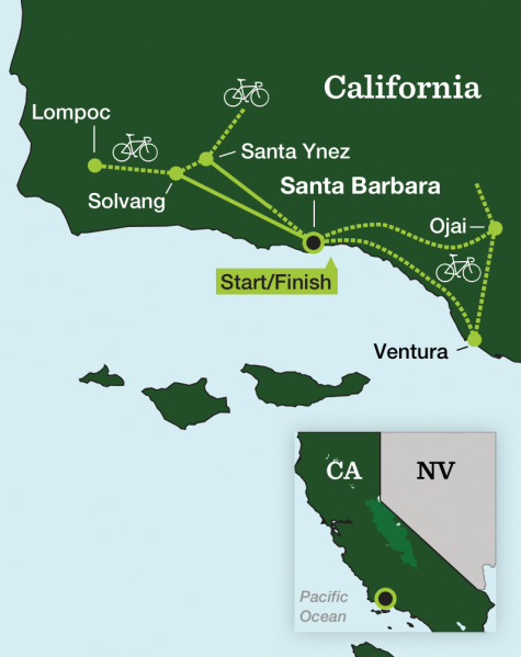 California Wine Country – Solvang Cycling - Tour Map