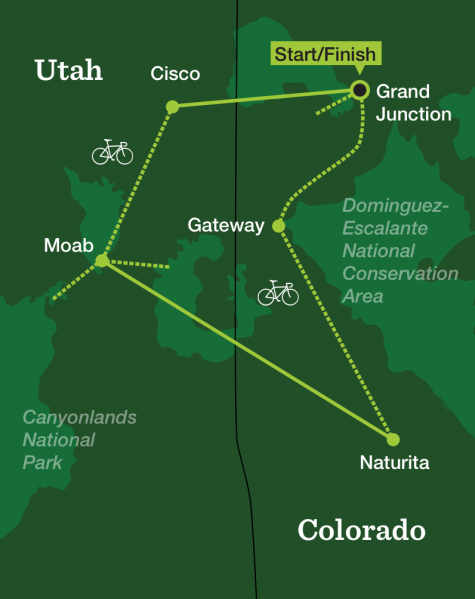 Moab, Arches & Grand Junction Cycling - Tour Map