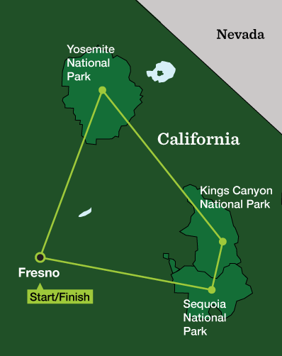 Yosemite, Sequoia & Kings Canyon Adventure - Tour Map
