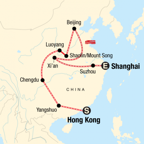 Hong Kong to Shanghai on a Shoestring - Tour Map
