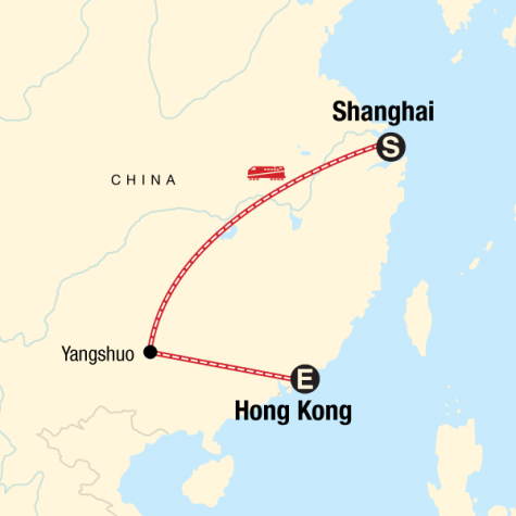 Shanghai to Hong Kong on a Shoestring - Tour Map
