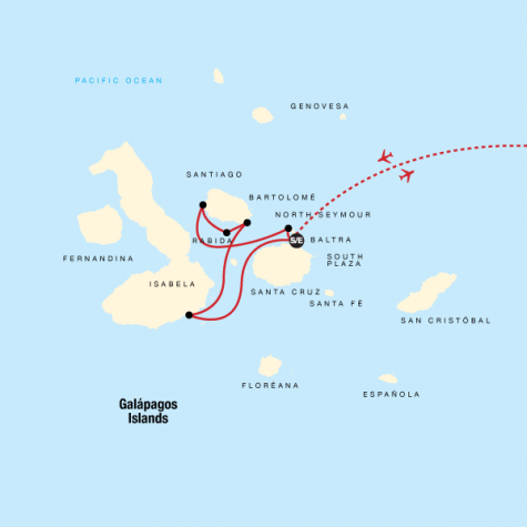 Galápagos — West & Central Islands aboard the Monserrat - Tour Map