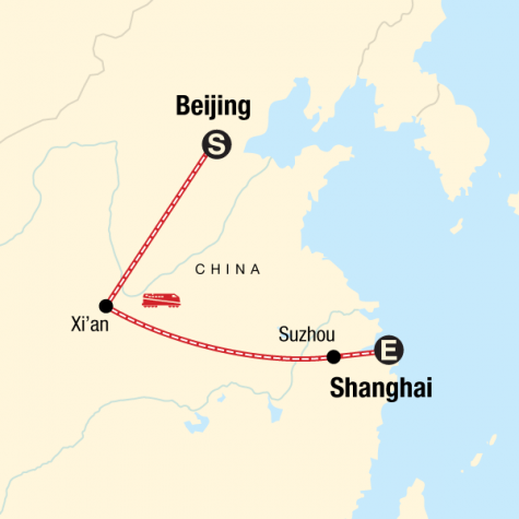 Beijing to Shanghai Adventure - Tour Map