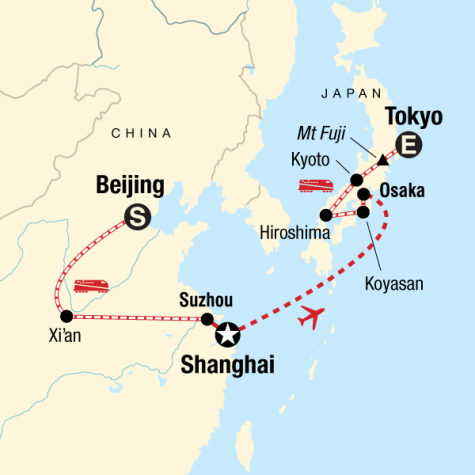Ancient Empires—Beijing to Tokyo - Tour Map