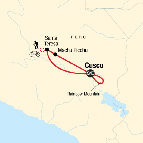 Inca Jungle and Rainbow Mountain Trek - Tour Map