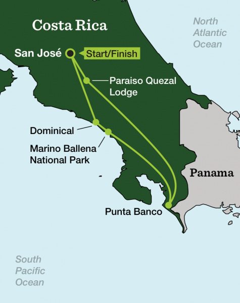 Costa Rica Volunteer Vacation - Tour Map