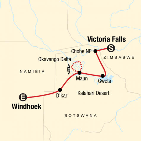 Delta & Falls Overland (Westbound) - Tour Map