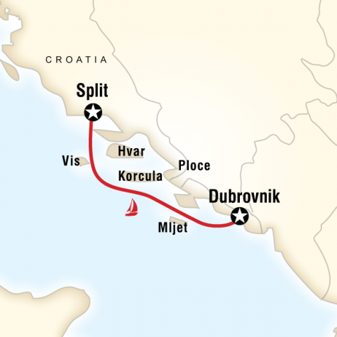 Sailing Croatia - Split to Dubrovnik - Tour Map