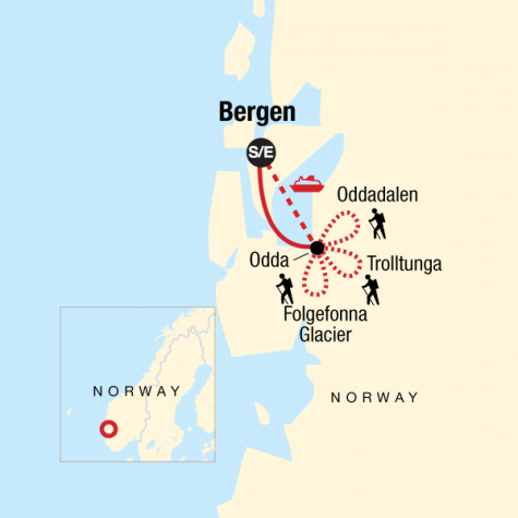 Norway Fjord Trekking - Tour Map
