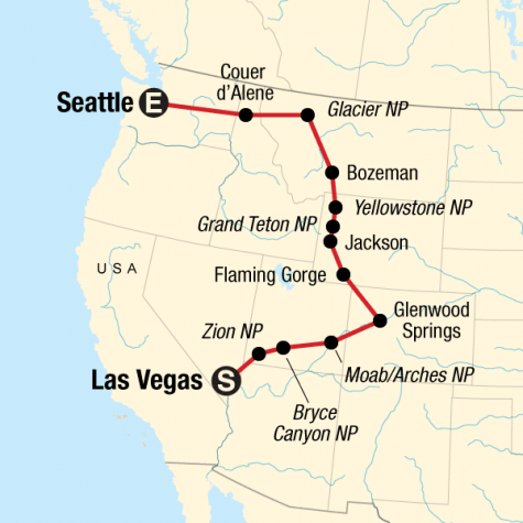 Northwest National Parks Road Trip - Tour Map