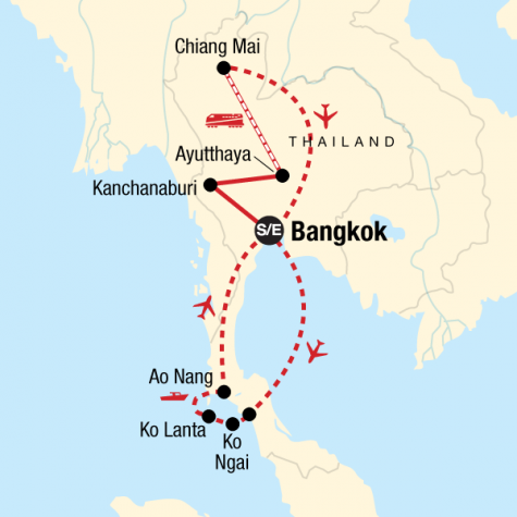 Classic Thailand - West Coast - Tour Map