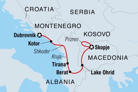 Western Balkans Uncovered - Tour Map