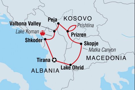 Kosovo, Albania & Macedonia Explorer - Tour Map