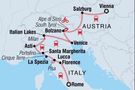 Rome to Vienna - Tour Map