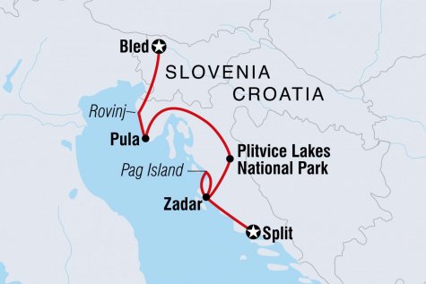 Croatia & Slovenia - Tour Map