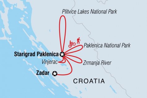 Croatia: Hike, Bike & Kayak - Tour Map