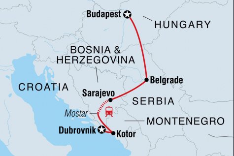 Budapest & the Balkans - Tour Map