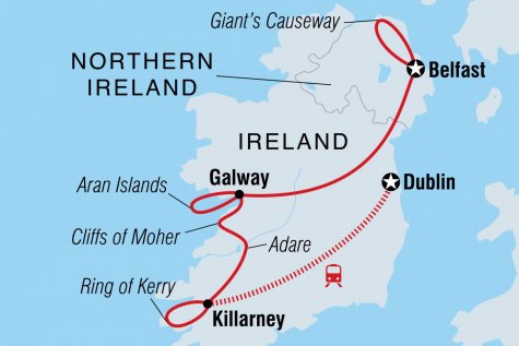 Northern & Southern Ireland - Tour Map