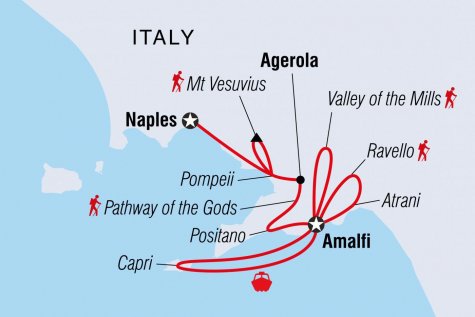 Amalfi Coast: Hike, Boat & Kayak - Tour Map