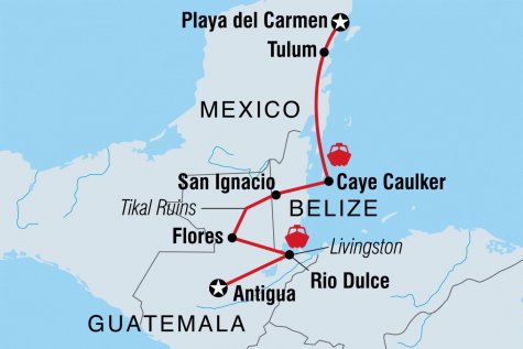 Guatemala to Mexico - Tour Map