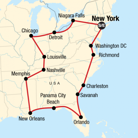 Epic East Coast Road Trip - Tour Map