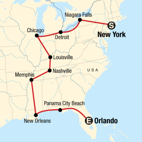 New York to Orlando Road Trip - Tour Map