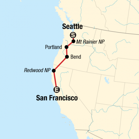 Pacific Northwest – Seattle to San Francisco - Tour Map