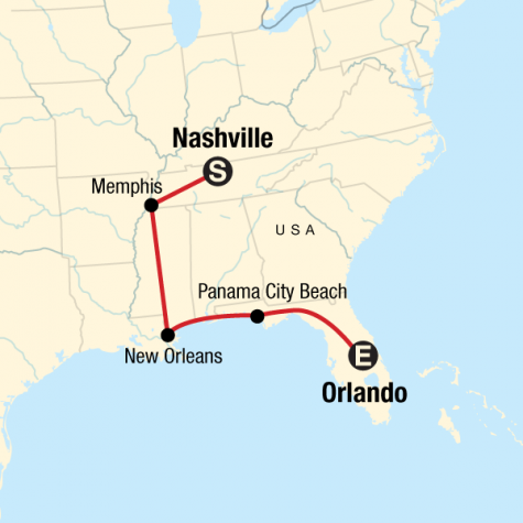 Music City to Magic Kingdom Road Trip - Tour Map