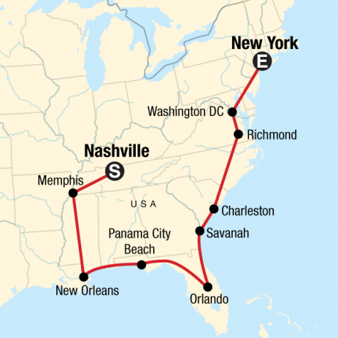 Music City to The Big Apple – Eastern US Road Trip - Tour Map