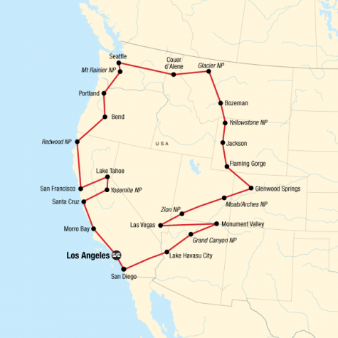 Epic West Coast Road Trip - Tour Map