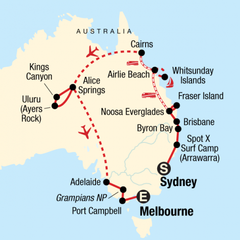 Australia Encompassed - Tour Map