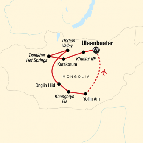 Discover Mongolia - Tour Map