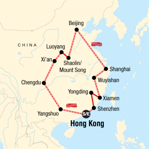 Ultimate China on a Shoestring - Hong Kong to Hong Kong - Tour Map