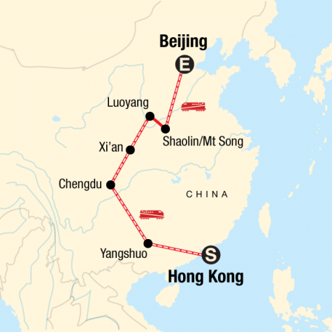 Hong Kong to Beijing on a Shoestring - Tour Map